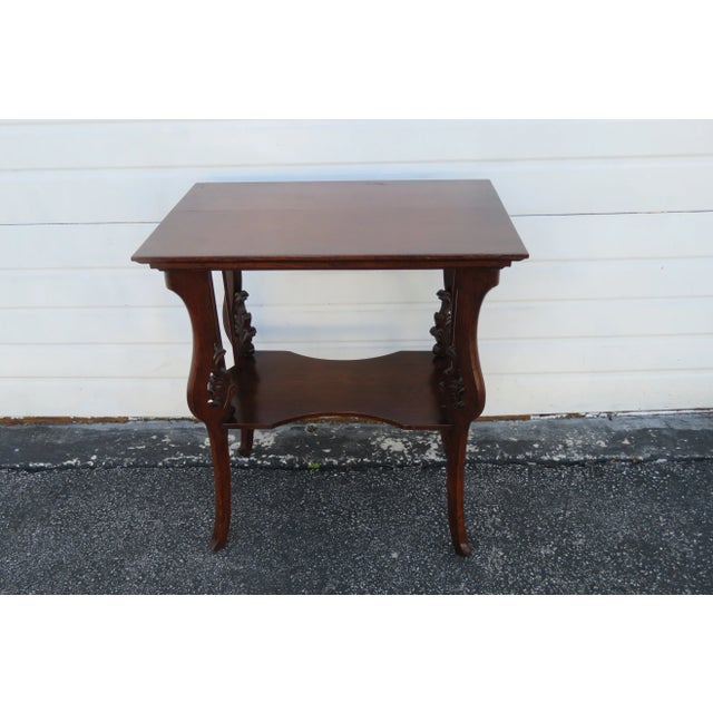 Early 1900s Victorian Oak Carved Side End Table For Sale - Image 9 of 13