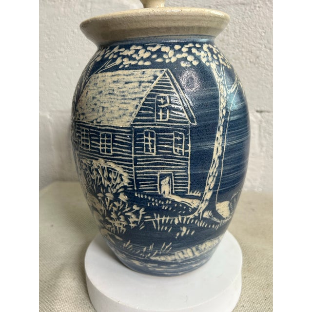 A striking 1988 hand-thrown stoneware covered jar by Turn & Burn Pottery of Seagrove, North Carolina. Founded by David and...