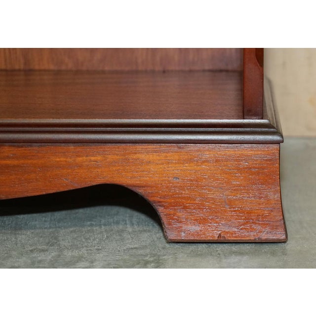 Vintage Flamed Hardwood Twin Drawer Dwarf Open Library Bookcase For Sale - Image 10 of 18