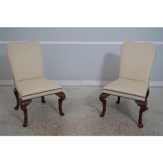 Set of 8 Baker George III Style Upholstered Dining Room Chairs For Sale - Image 10 of 12
