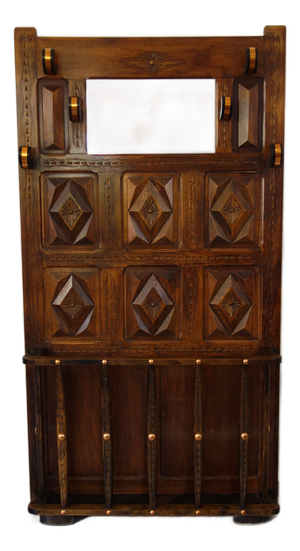 Folk Art Coat Rack in Carved Wood, 1960s