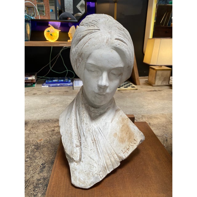 1970s Italian Plaster Bust Sculpture of a Woman For Sale - Image 9 of 9