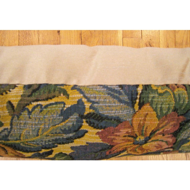Blue 1910 Decorative Antique Jacquard Tapestry Pillows with Floral Elements - A Pair For Sale - Image 8 of 11