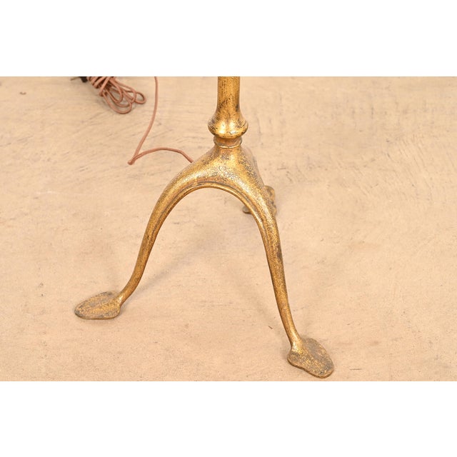 Tiffany Studios New York Gilt Bronze Harp Floor Lamp With Favrile Glass Shade For Sale - Image 10 of 14