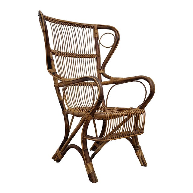 Bamboo and Rattan Armchair, 1950s For Sale - Image 6 of 8