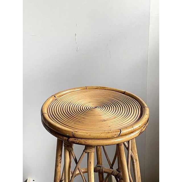 Brown Vintage Sculptural Rattan Bar Stool, Japan, 1970s For Sale - Image 8 of 10