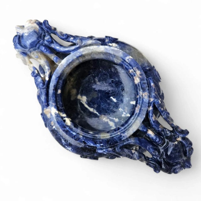 Gemstone Extremely Rare Early 20th Century Hand-Carved Lapis Lazuli Chinese Dragon Censer For Sale - Image 7 of 12