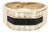 14k Gold Signet Ring With Black Center Stone Bar & Diamonds, Size 7 For Sale