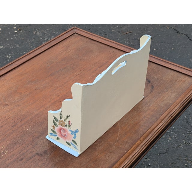 Vintage 1980s Hand-Painted Floral Wooden Desktop Mail Sorter For Sale In Washington DC - Image 6 of 7