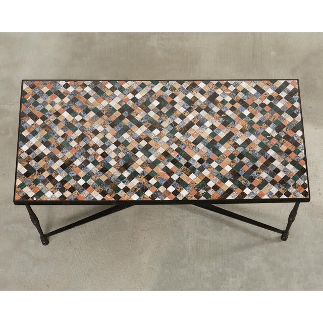 Monumental Italian Mosaic Marble Top Specimen Cocktail Table For Sale - Image 4 of 18
