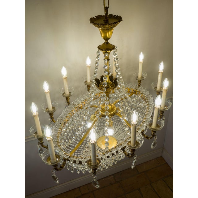 Large Empire Style Oval Crystal 16-Light Hot Air Balloon Chandelier, 1940s For Sale - Image 10 of 18