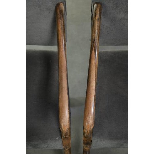 19th Century Dining Chairs with Fabric Seats and Armrests with Wood Carvings Os De Mouton, Set of 10 For Sale - Image 10 of 18