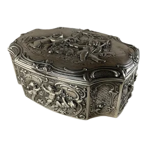 Late 19th Century German Rococo Sterling Silver Trinket Box