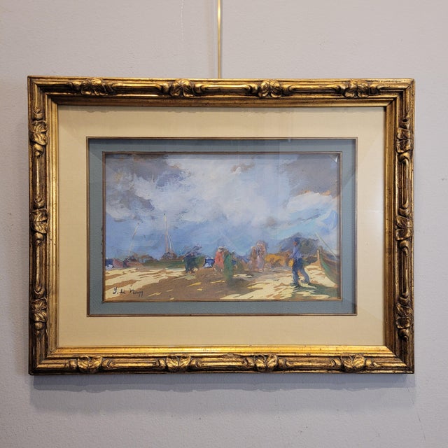 Gouache on cardboard “squall in the landes”, s. Nanzy, post-impressionism, 1890s - france technique: watercolor and...