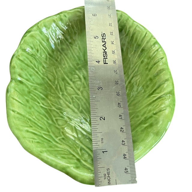 Vintage Green Cabbageware Bowls in the Style of Dodie Thayer, Palm Beach Regency Lettuce Ware - Set of 7 For Sale - Image 11 of 11