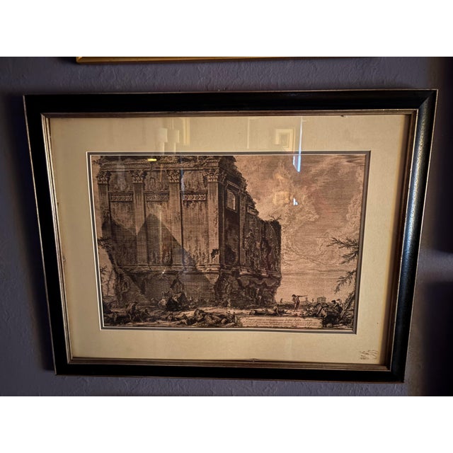 Framed Italian Print of Roman Ruins, 19th Century
