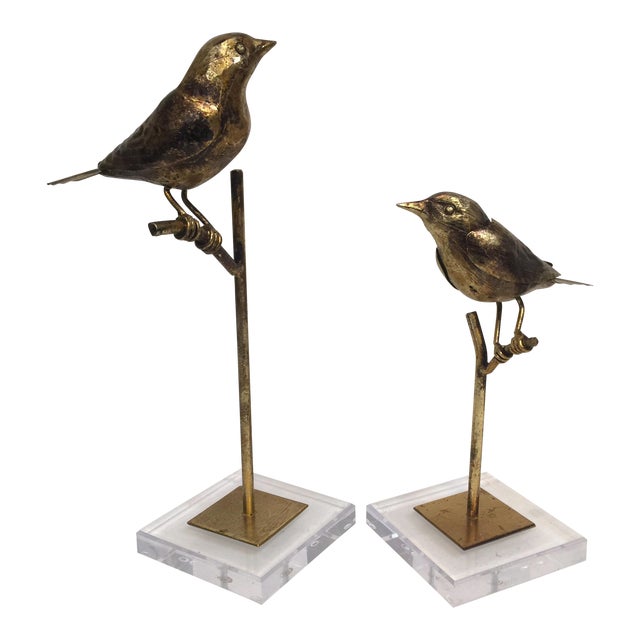 Birdies on Glass Stand - a Pair For Sale