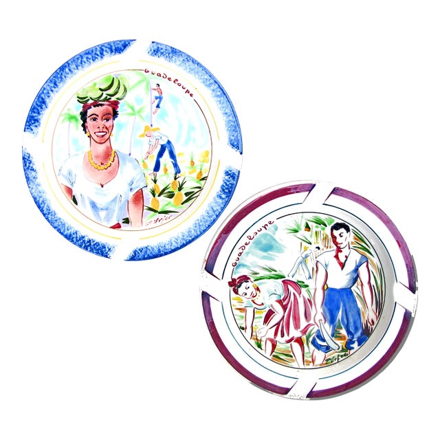 Midcentury French Caribbean Island Souvenir Ashtrays, Pair For Sale