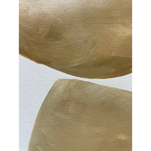 Abstract minimalist acrylic painting on French hand crafted cotton paper. Framed in a gold frame. All works on paper are...