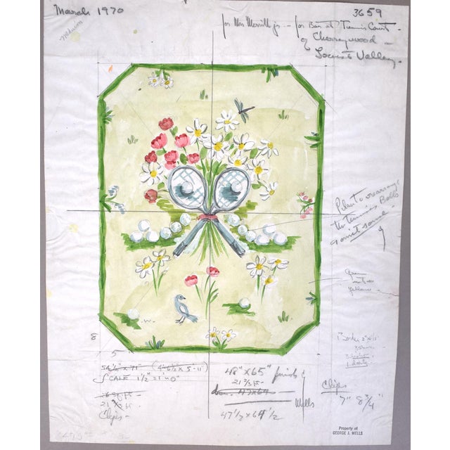 Art Sz: 13 3/4"H x 11"W Board Sz: 20"H x 15"W Watercolor painting on board by artist George Wells, know as the "Rug Maker...