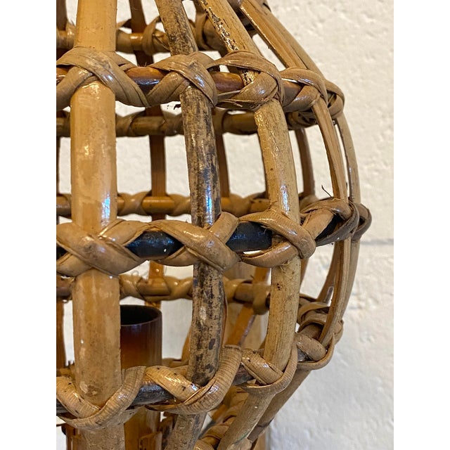 Mid-Century Modern Rattan and Bamboo Wall Lamps, 1970s, Set of 2 For Sale - Image 3 of 8
