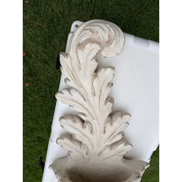 Vintage Giant 36” Acanthus Leaf Architectural Wall Planter / Wall Pocket For Sale - Image 11 of 11