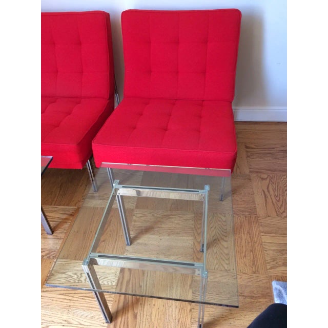 Metal Knoll Mid-Century Parallel Slipper Chairs & Side Table For Sale - Image 7 of 10
