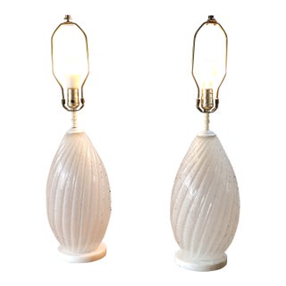 Vintage Pair of Italian Murano Glass Table Lamps, C. 1960s For Sale