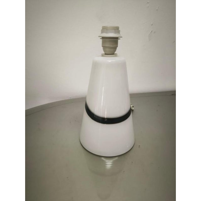 White Murano Glass Lamp with Black Band, 1970s For Sale - Image 7 of 10