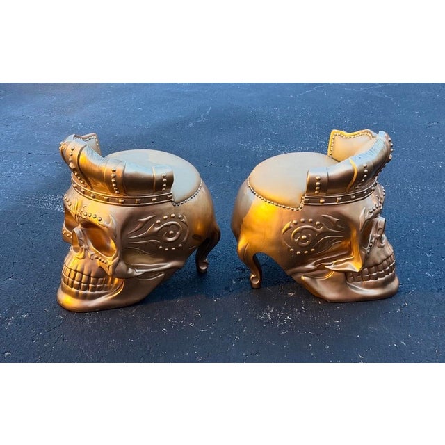 Brass Vintage Artisan Made Folklore Skull Chairs - A Pair For Sale - Image 8 of 11
