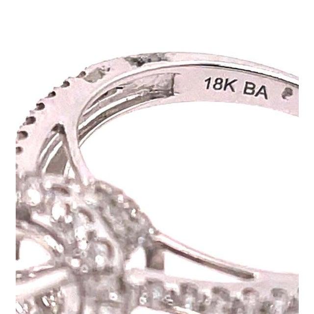 Antique White 18 Karat White Gold Round Engagement Ring Setting Diamond Halo and Two Row Band For Sale - Image 8 of 11