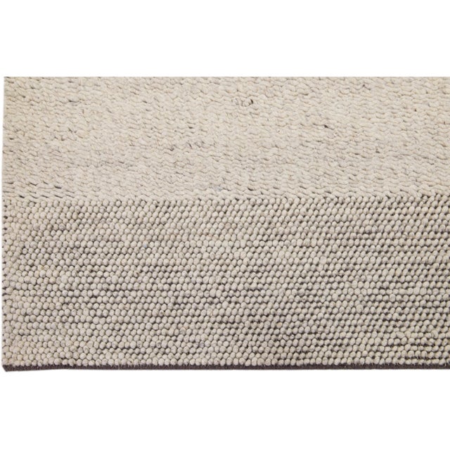 2020s Handmade Modern Minimalist Texture Style Wool Rug With Beige Color Field For Sale - Image 4 of 7