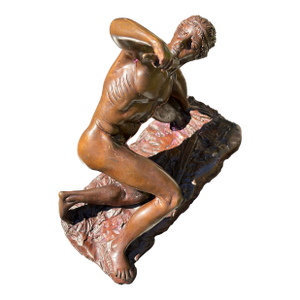 Vintage Bronze Statue of Wounded Warrior by Monnot