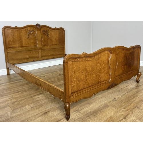 Vintage French Louis XVI Double Bed Frame in Oak For Sale - Image 11 of 13