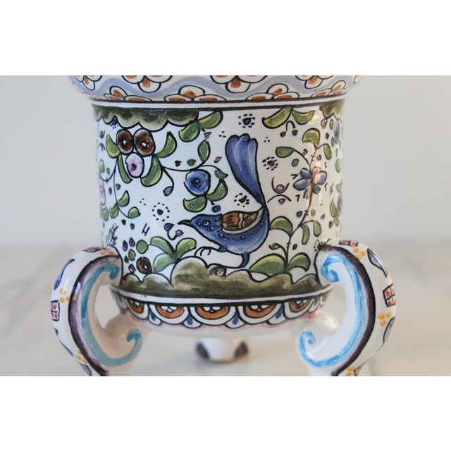 Vintage Footed Ceramica Conimbriga Hand-Painted Ceramic Jardinière Made in Portugal For Sale - Image 10 of 12