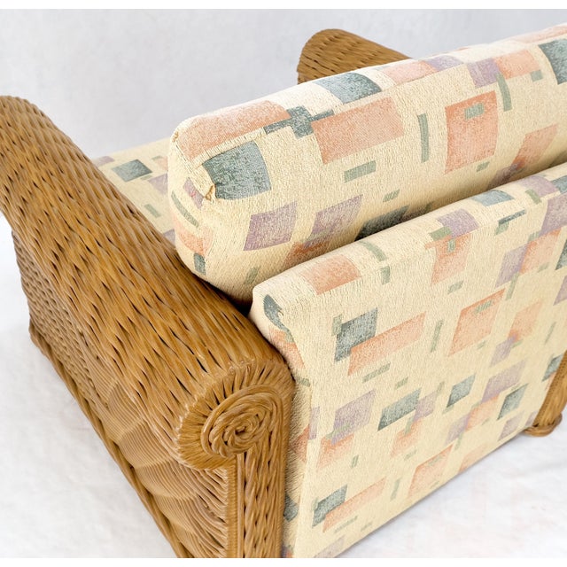 Decorative c1970s Oversize Rttan Bamboo Wicker Club Lounge Chairs - A Pair For Sale - Image 9 of 12