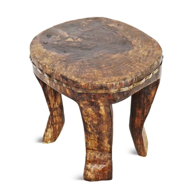 Antique Naga Indian Rustic Wood Stool For Sale - Image 4 of 6