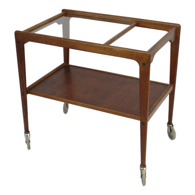Yngve Ekstrom Teak Rolling Bar Cart Sweden For Sale