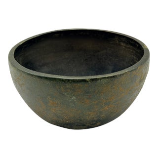 Vintage Bronze Bowl With Aged Patina, Hand-Cast Decorative Object For Sale