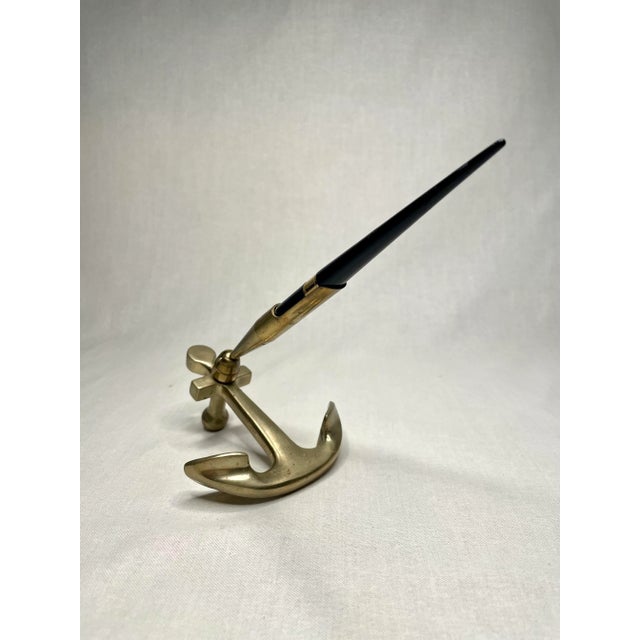 Nautical Solid Brass Anchor Pen Desk Accessory Set For Sale - Image 9 of 11