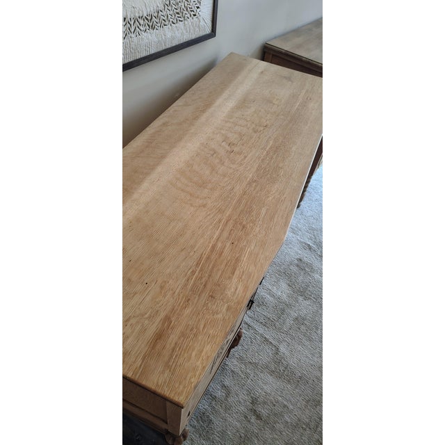1940s Natural Tiger Oak Sideboard With Carved Detailing For Sale - Image 4 of 11