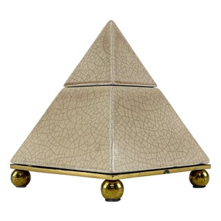 Vintage Postmodern Ceramic Pyramid Box For Sale