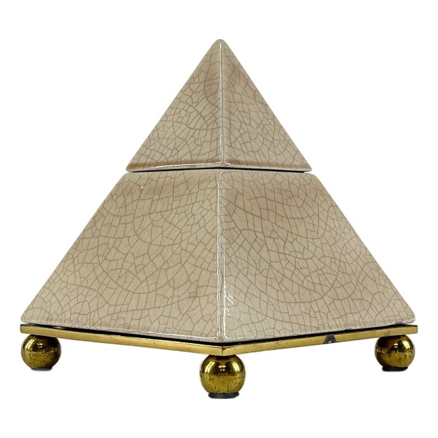 Vintage Postmodern Ceramic Pyramid Box For Sale