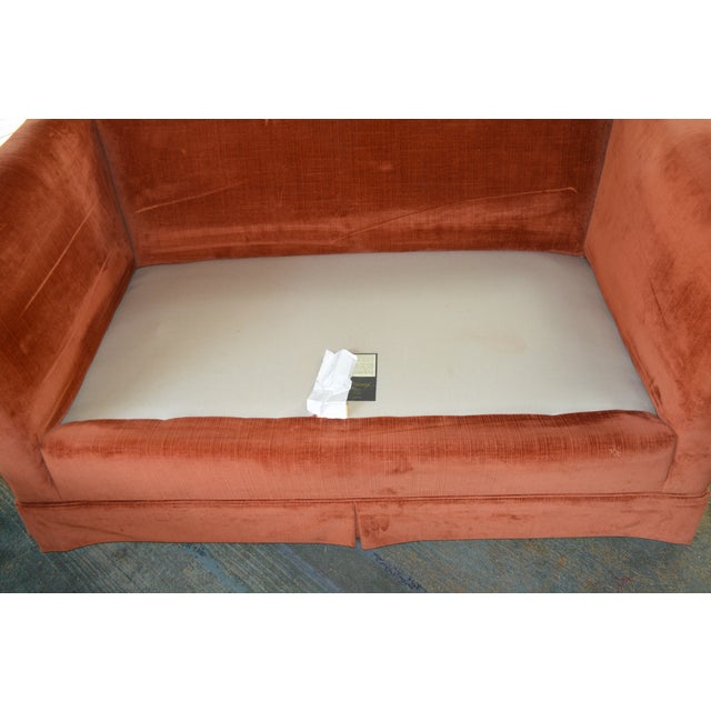Vintage Mid Century Hickory Tavern / Lane Burnt Orange Upholstered Loveseat Sofa For Sale - Image 12 of 17