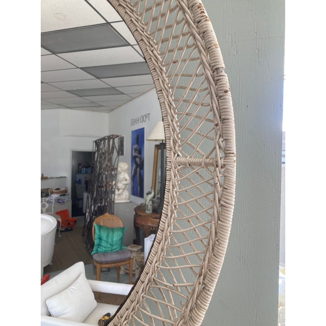 Wicker and Rattan Round Mirror 1950 For Sale - Image 9 of 12