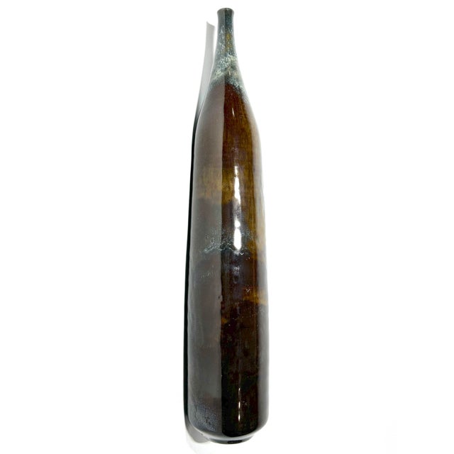 Gertrud and Otto Natzler Tall Cylindrical Bottle, 1968 - 2 Pieces For Sale - Image 4 of 18