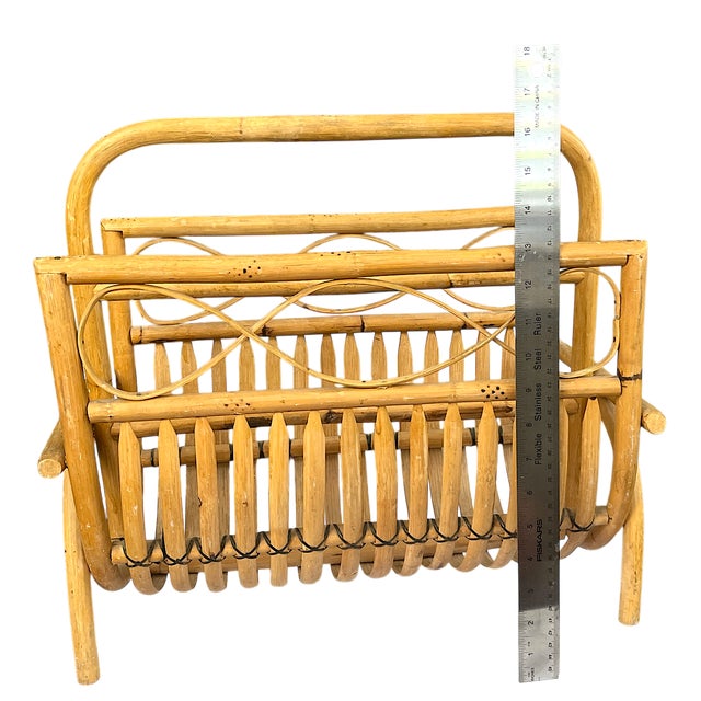 Vintage 1970s Bent Bamboo Magazine Rack With Looped Detail | Chairish