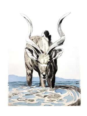 Paul Jouve - Antelope - Original Engraving 1950