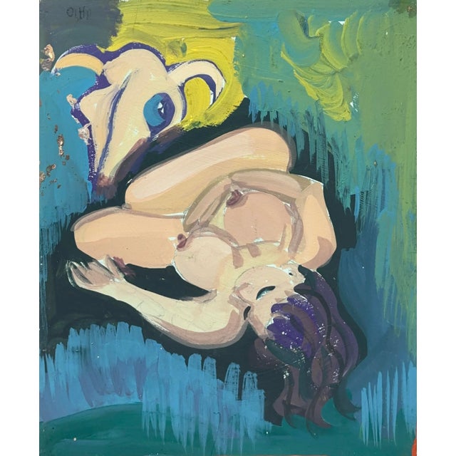 Expressionist Figure Painting on Masonite Panel by Hartman For Sale - Image 4 of 5