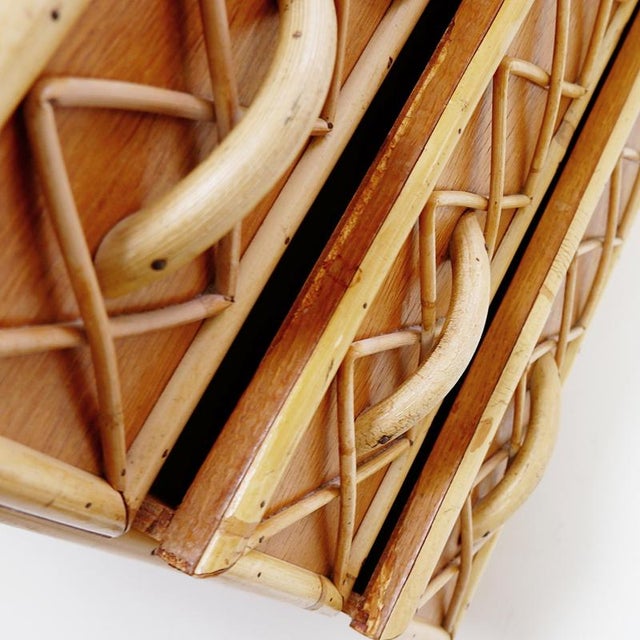 Vintage Bamboo Rattan and Wicker Cane Chest of Drawers For Sale - Image 6 of 14